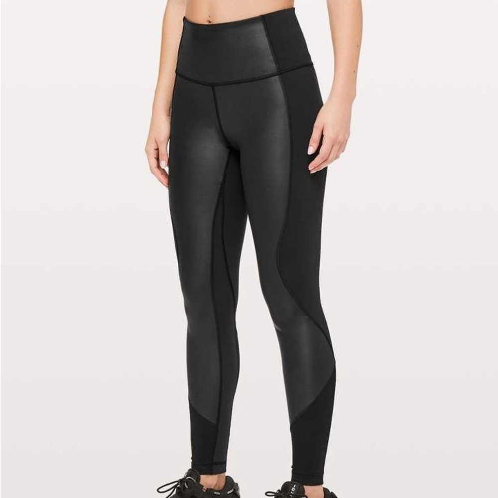 Lululemon faux leather colour block leggings